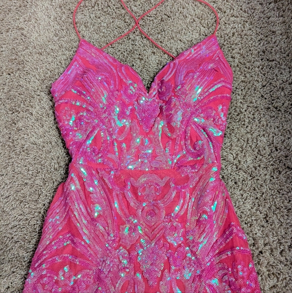 Prom Dress - Fuscia / Dark pink Size 1/2. - Picture 2 of 6